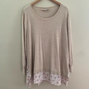 LOFT Plus Mixed Media Sweater/Blouse, Size 20/22